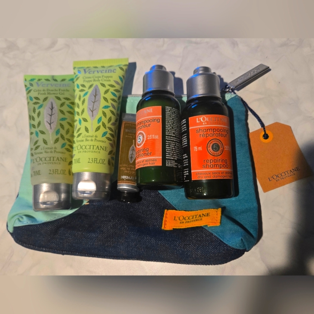 L'Occitane Travel Toiletry Set - Shampoo, Conditioner, Body Wash, Body Lotion
